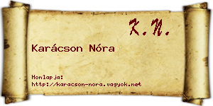 Karácson Nóra névjegykártya