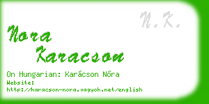 nora karacson business card